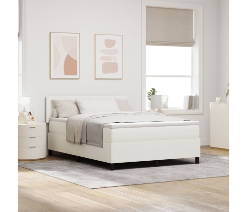 Cama con somier  con colchón y LED crema 160x200 cm Tela de corduroy