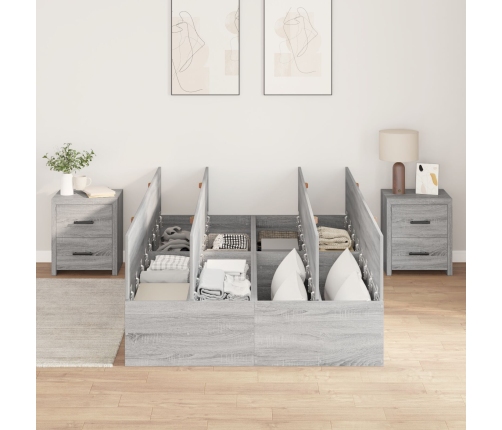 Estructura de Cama de Almacenamiento  Gris Sonoma 120x190 cm