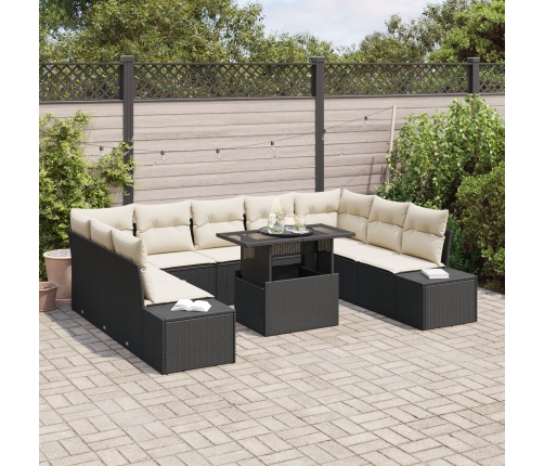 Conjunto de Sofá de Jardín  Conjunto de 10 Negro, Crema