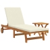 Sillón de sol con ruedas de , mesa y cojín de madera de acacia maciza