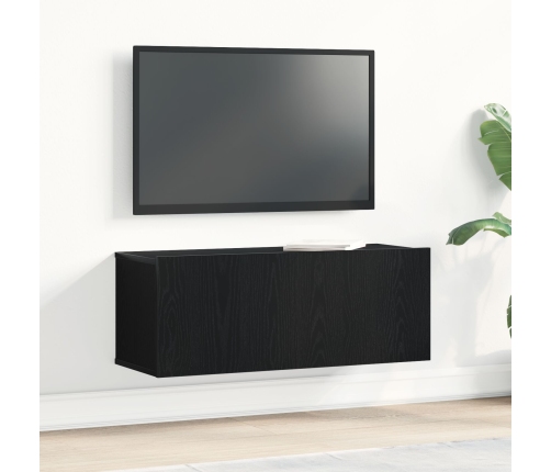 Soporte de TV de roble negro  80x30x30 cm hecho de madera aglomerada
