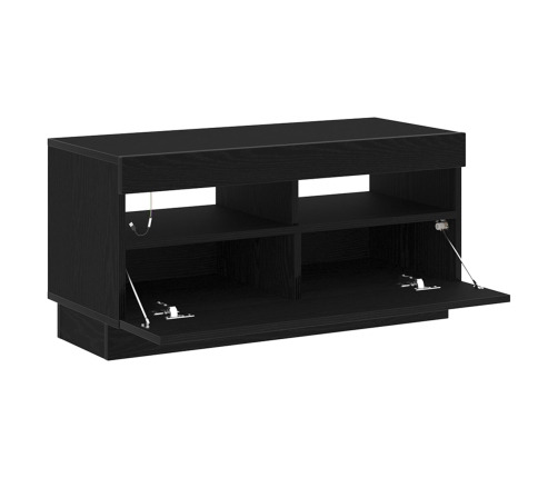 Mueble de TV  con luces LED en roble negro, 80x35x40 cm, de madera