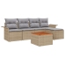 Conjunto de Sofá de Jardín  Conjunto de 6 Beige y gris Ratán y tela