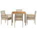Conjunto de Comedor de Jardín  de 5 Piezas con Cojines Beige de Ratán