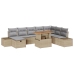 Set de Comedor de Jardín de 9 Piezas con Cojines Beige Ratán Polimérico Acacia