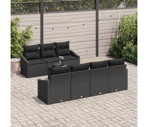 Conjunto de Sofá de Jardín  Set de 8 Negro Ratán