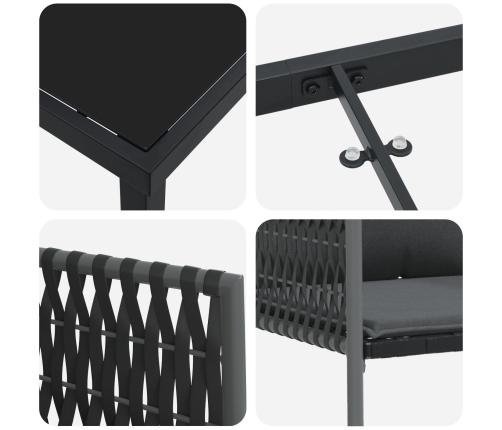 Set de 5 Negro, Gris Oscuro