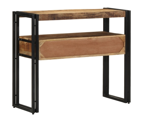 Mesas Auxiliares  Negras 90x33x75 cm de Madera Maciza de Mango y Metal