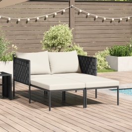 Tumbona  con cojines para 2 personas color antracita 115x153x69,5 cm de acero