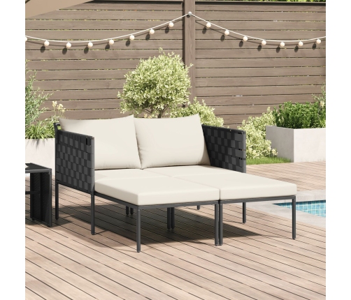 Tumbona  con cojines para 2 personas color antracita 115x153x69,5 cm de acero