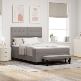 Cama con Box Spring con Colchón y Banco Taupe 140x190 cm Tela