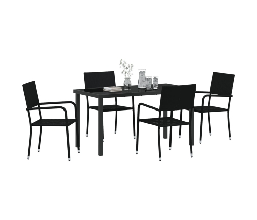 Set de Comedor Jardín  5 Piezas Negro Poliratán