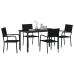 Set de Comedor Jardín  5 Piezas Negro Poliratán