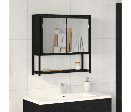 Espejo-Cabinet para Baño Roble Negro 60x16x60 cm Madera de ingeniería