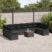 Conjunto de Sofás de Jardín de 11 Piezas con Cojines Negro Poliratán Acacia