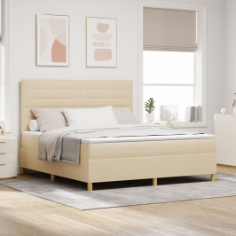 Cama Box Spring  con Colchón Crema Super King Tela