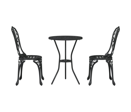 Set de Bistro de Jardín de 3 Piezas  en Aluminio Fundido Negro