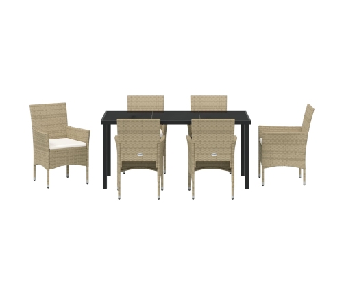 Set de Comedor Jardín 7 Piezas Beige Poliratán