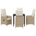 Set de Comedor de Jardín de 5 Piezas  con Almohadones Beige Poliratán