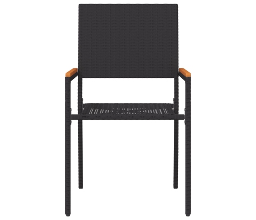 Sillas de Jardín Apilables  con Cojines - Set de 2 Piezas en Ratán Poli Negro