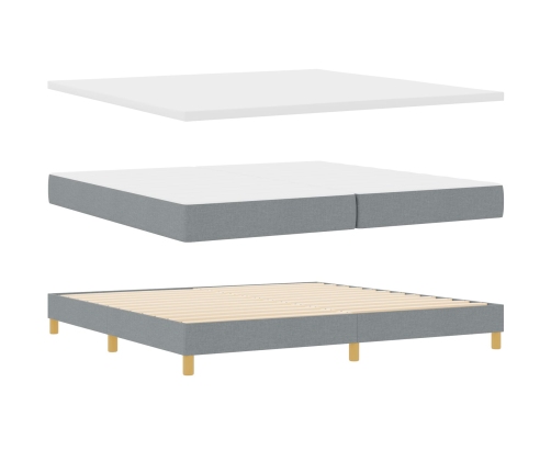 Cama con Base  con Colchón y Luz LED Gris Claro 200x200 cm Tela
