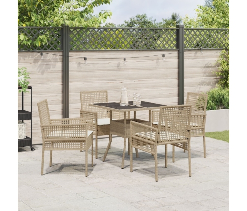 Juego de Comedor de Jardín de 5 Piezas Beige Poliratán