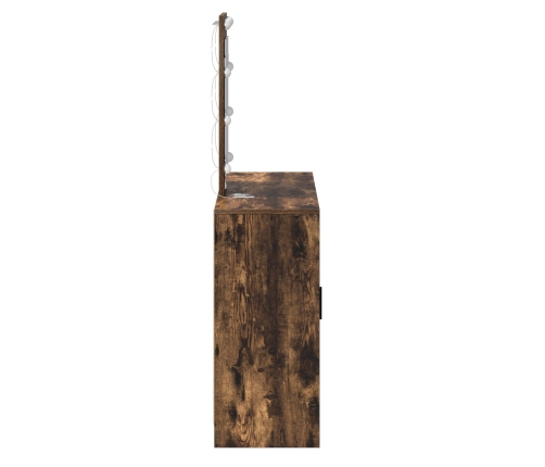 mesa de tocador  con luces LED Roble Ahumado 102x33x135 cm