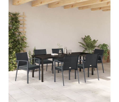 Juego de 4 Negro Ratán PE 56.5x57x83 cm Duradero
