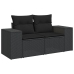 Conjunto de Sofá de Jardín de 8 Piezas con Cojines Ratán Poliéster Negro Acacia,  Conjunto de Comedor de Jardín de 3 Piezas con Cojines Ratán Poliéster Negro Acacia