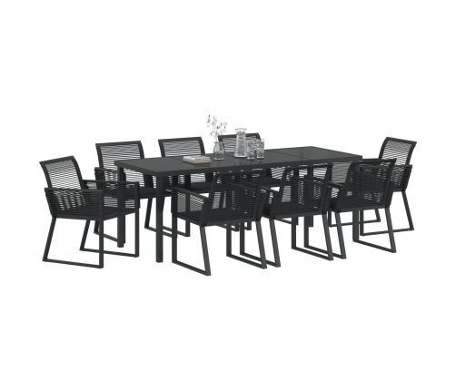 Conjunto de Comedor de Jardín  de 9 Piezas Negro Poliratán