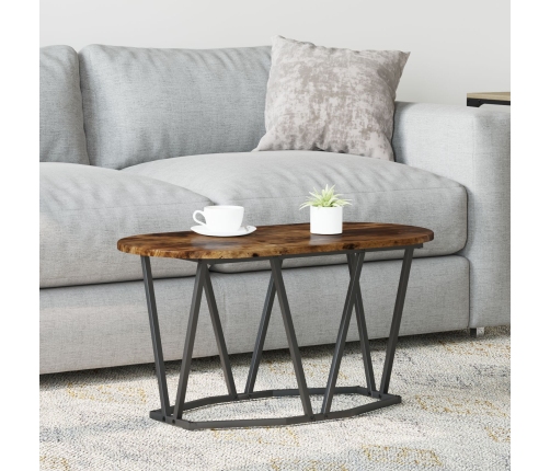Mesa de café de roble ahumado 80x40x40,5 cm de madera ingenierizada y metal