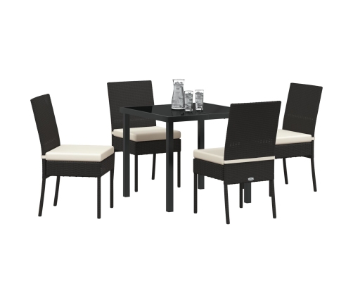 Conjunto de Comedor de Jardín  5 Piezas Negro Poliratán