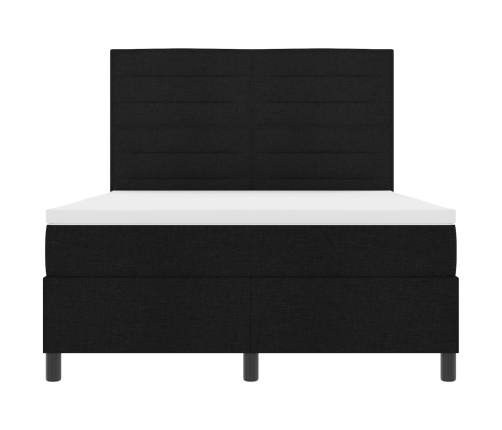 Cama con Base de Muelles y Colchón Negra 140x200 cm Tela