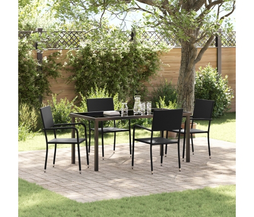 Conjunto de Comedor Jardín de 5 Piezas Black Poly Rattan