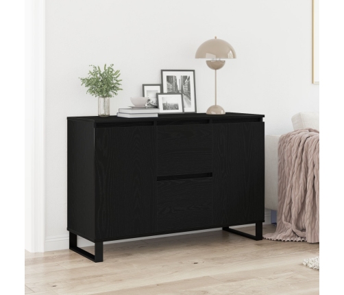 Mueble de almacenamiento Negro Roble 104x35x70 cm Madera Ingeniería