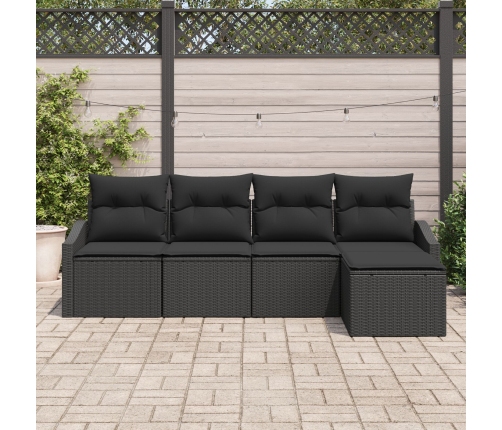Set de Sofá de Jardín Juego de 5 Negro Ratán, Acero