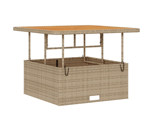 Conjunto de Comedor de Jardín de 3 Piezas con Cojines Beige de Ratán Polímero y Acacia