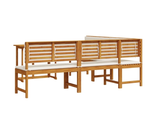 Juego de Comedor para Jardín de 4 Piezas con Cojines de Madera de Acacia