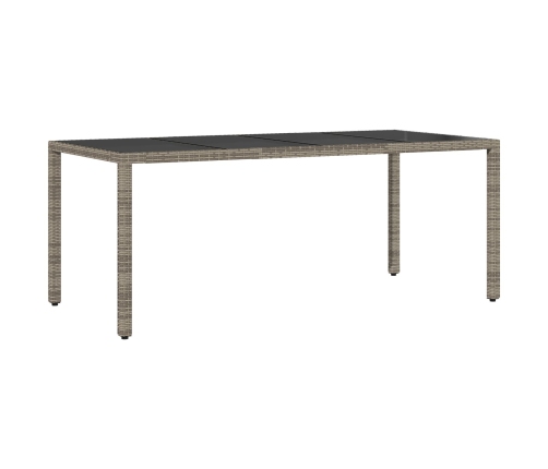 Juego de comedor de jardín de 7 piezas con cojines gris poliratán