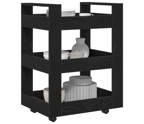 Carro de Cocina  Roble Negro 60x45x80 cm Madera Engineered