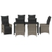 Set de Comedor de Jardín de 7 Piezas con Cojines Gris Polirratán