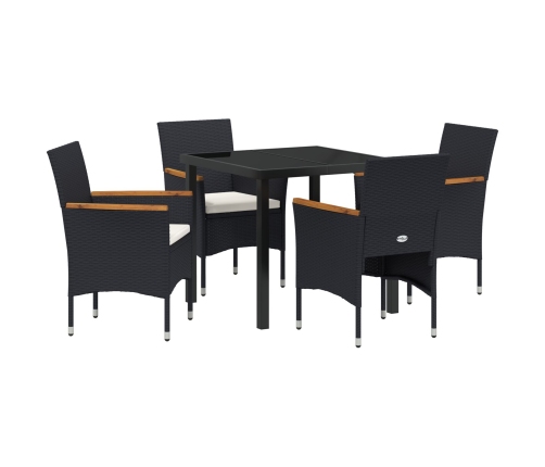 Conjunto de Comedor de Jardín  de 5 Piezas Negro de Poliratán