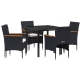 Conjunto de Comedor de Jardín  de 5 Piezas Negro de Poliratán