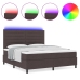 Cama con somier  con colchón y LED marrón oscuro 160x200 cm tela