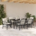 Juego de comedor de jardín de 7 piezas  con cojines Negro Poliratán