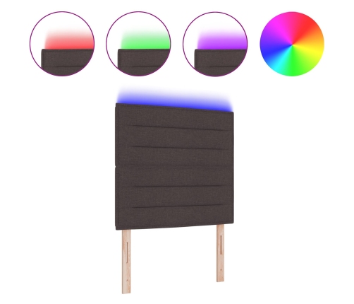 Cabecero LED  Diseño de Líneas Marrón Oscuro 100 cm Tela