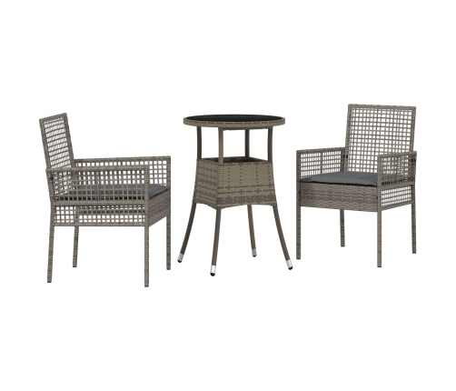 Juego de Comedor de Jardín de 3 Piezas Gris Ratán Sintético