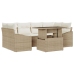 Conjunto de Sofá de Jardín  Set de 7 Beig Ratán Sofá Exterior