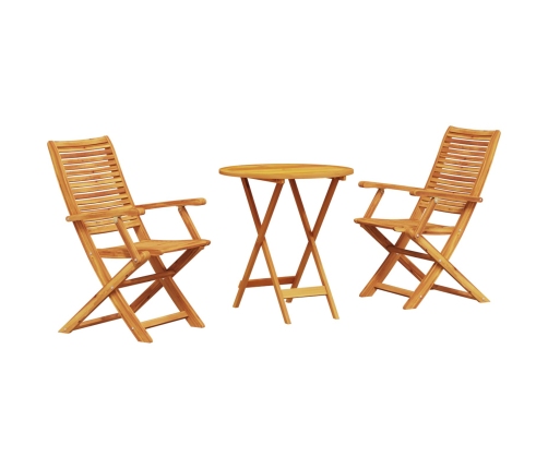 Juego de Bistro Plegable de 3 Piezas de Madera Maciza de Acacia