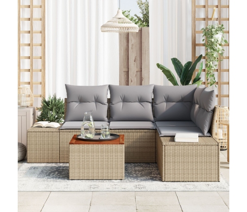Juego de Sofás de Jardín 5 Piezas Beige y Gris